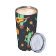 thumbnail image 3 of Vaso de acero inoxidable con tapa y diseño floral de cactus mexicano, taza térmica portátil de 20 oz, 3 of 7