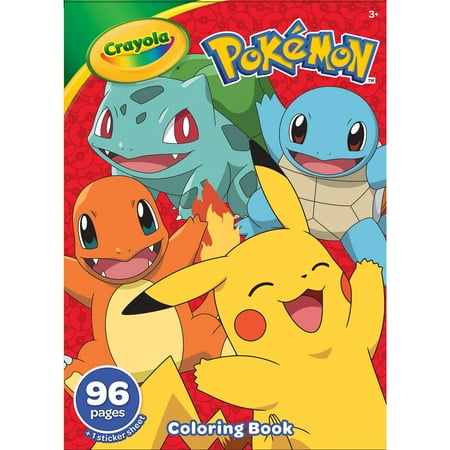 Crayola Pokemon Coloring Book with Stickers, 96 Pgs, Arts and Crafts, Travel Activity, Birthday Ideas, Pokemon Gift for Kids, Ages 3+