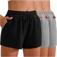 thumbnail image 1 of Plebaso Womens Drawstring Sweat Shorts 3 Pack Elastic High Waisted Running Athletic Shorts with Pockets, 1 of 7