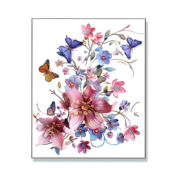 CCOCC Flower Wall Decals,Romantic Butterfly Patterns Wall Decals,Easy Peel Stickers Room Decor Wall,Style1