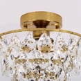 thumbnail image 2 of 1-Light Gold Crystal Ceiling Light Fixture Mini Modern Semi Flush Mount Chandelier Light Fixture for Hallway Bedroom Bathroom Closet,Gold, 2 of 6
