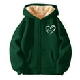 thumbnail image 4 of XEGLSBU Girls Winter Coat Size 7 Girls Zip up Hooded Jacket with Print Cute Casual Warm Pullover Pockets Outerwear for Winter Sports Boys Winter Coat 5T Dark Green Size 16 Years, 4 of 4