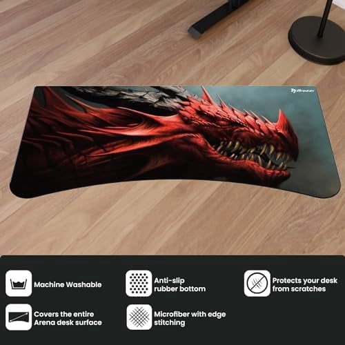 Arozzi Arena Gaming Desk Mat, Full Surface Custom Desk Pad, Interchangeable, Water Resistant & Washable Computer Desk Mouse Pad with Stitched Edges (D001)