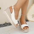 thumbnail image 6 of SBYOJLPB Women's Fashionable Sandals Comfortable Plus Size Solid Color Round Toe Open Toe Buckle Wedge Sandals, 6 of 9