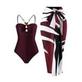 thumbnail image 4 of IDALL Tankini Swimsuits,Bathing Suit Halter Swimsuit With Beach Cover Up Wrap Skirt Print Bikini Set Two Piece Bathing Suit Underwire Swimsuits,High Waisted Bikini Sets,Two Piece Swimsuit Wine XL, 4 of 9