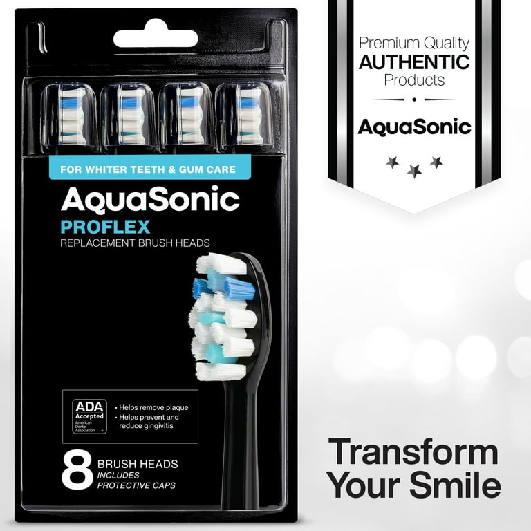 AquaSonic Replacement Heads 8 Pack Black for Elite, Black Series