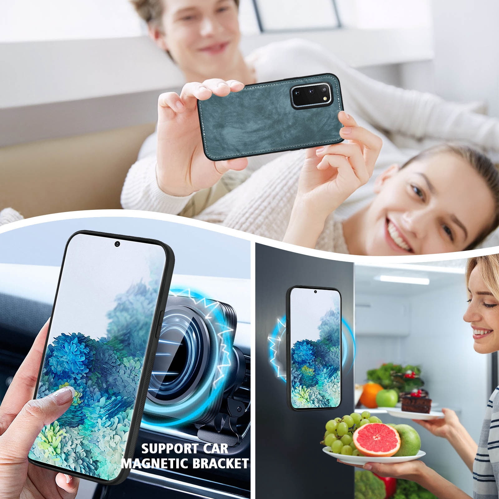 Asuwish Phone Case for Samsung Galaxy S20 5G 6.2 inch Zipper Wallet Detachable Cell Cover with Tempered Glass Screen Protector Crossbody Lanyard Strap Flip Card Holder S 20 20S UW S2O G5 Women Blue
