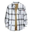 thumbnail image 3 of ZCFZJW Mens Corduroy Fleece Lined Flannel Shirt Jackets Sherpa Lined Button Down Long Sleeve Shackets Vintage Plaid Coats with Pockets White XXL, 3 of 4