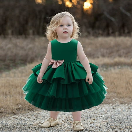 

Herrnalise Kids Girls Ruffled Princess Bridesmaid Pageant Gown Birthday Party Wedding Dress