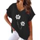 thumbnail image 1 of Gibobby Playera Manga Corta para Mujer Impreso cuello en V algodón casual murciélago manga corta camiseta mujer(Negro,M), 1 of 4