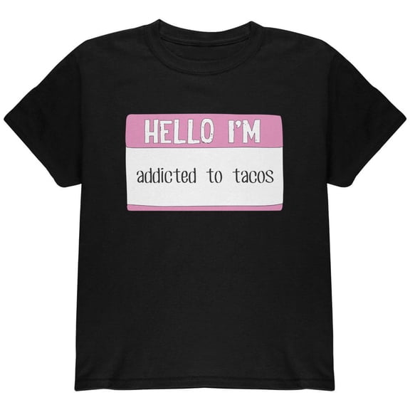 Halloween Hello I'm Addicted to Tacos Youth T Shirt Black YLG