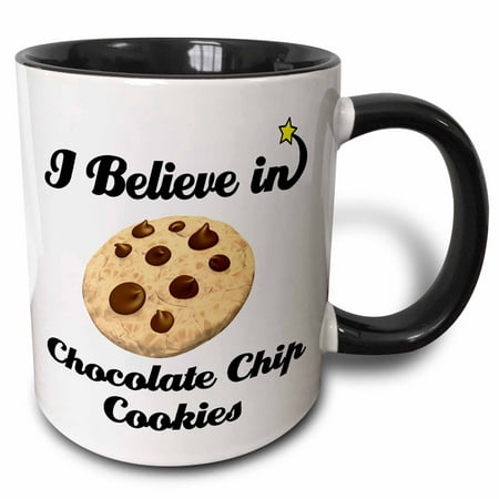 3dRose I Believe In Chocolate Chip Cookies - Two Tone Black Mug, (Best Chocolate Brands In Usa)