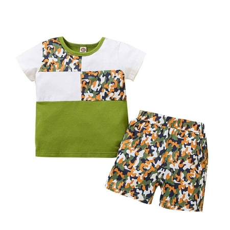 

QIPOPIQ Toddler Girls Outfit Sets Clearance Toddler Boys Clothes Set Camouflage Print T-Shirt + Shorts Pants Summer Outfits