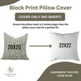 thumbnail image 4 of Fabdivine Floral Block Print Boho Decorative Pure Linen Throw Pillow Cover, Handblock Printed Cushion Cover for Sofa , 18"X18", Blue, 4 of 4
