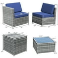 thumbnail image 2 of Patiojoy 8-Piece Outdoor Wicker Rattan Conversation Sofa Set w/ Storage Table Navy, 2 of 6