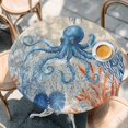 thumbnail image 4 of Coastal Blue Octopus Round Tablecloth 55-60 Inch Round Fitted Table Cloth with Elastic Edge, Retro Nautical Coral Starfish Leaves Waterproof Table Cover Protector for Outdoor Picnic Party Dining, 4 of 9
