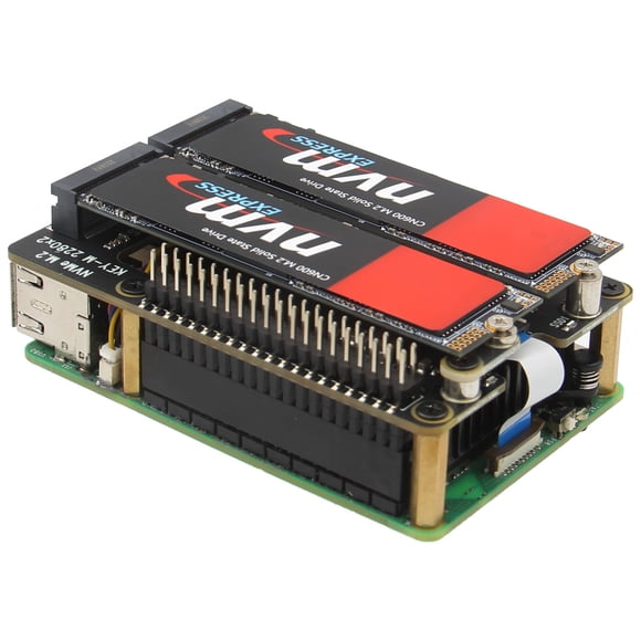 Placa periférica SSD PCIe a doble M.2 HAT NVMe 2280 para RPi 5