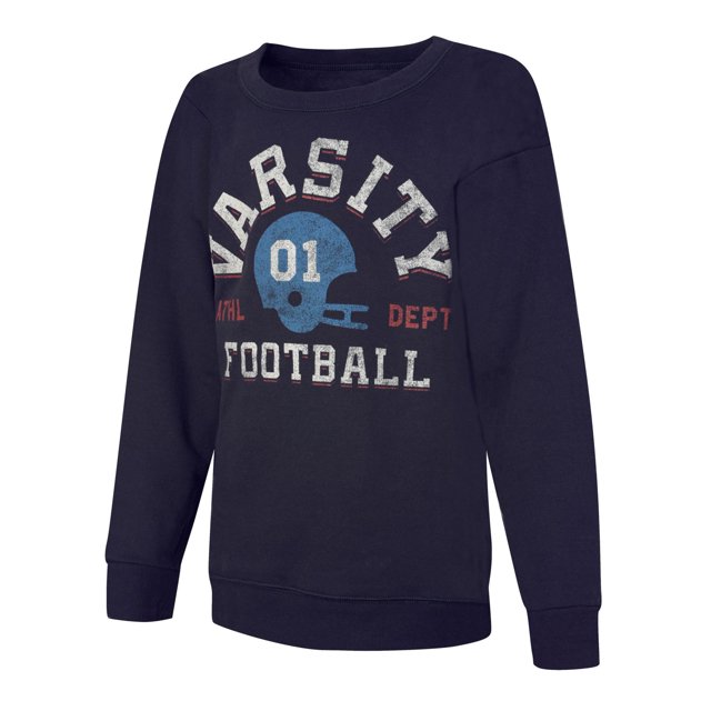 Hanes Garçons EcoSmart Chandail en Molleton Graphique Col Rond, L, Football Universitaire/marine