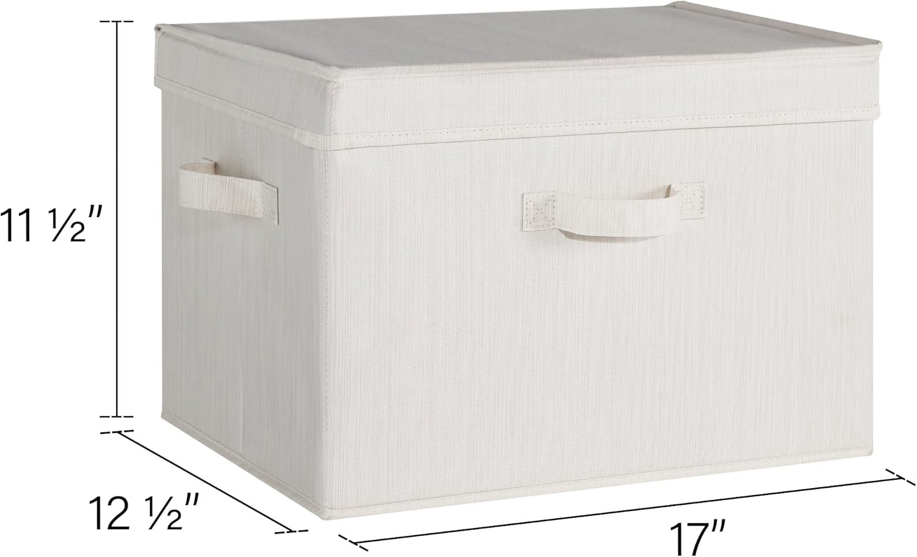 StorageWorks Fabric Storage Bins with Lid, Stackable Closet Organizer Basket with Handles, Jumbo, 2-Pack, Beige, White & Ivory