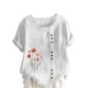thumbnail image 1 of Camisetas de Manga Corta para las Mujeres Impreso Botón de Manga Corta Camiseta Blusa Poliéster, Ropa Casual Mirar Superior para las Mujeres, 1 of 8