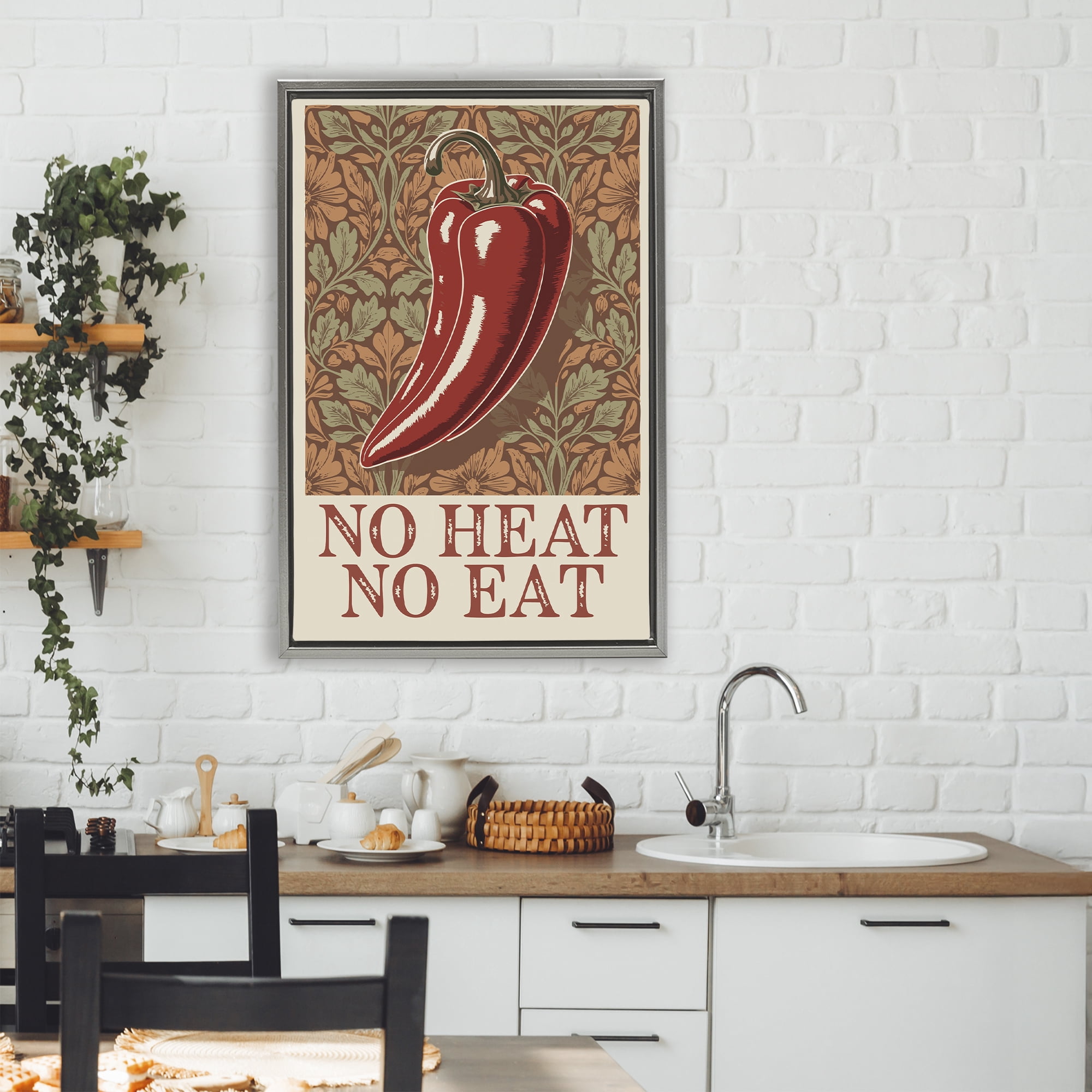Stupell Industries No Heat or Eat Pepper Gray Framed Floater Canvas Wall Art, design by Andreas Magnusson