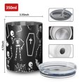thumbnail image 4 of 12oz Coffee Tumblers Halloween Skeleton Coffin Pattern Stainless Steel Vacuum Insulated Travel Tumbler Coffee Cups Mug with Lid and Straw with Cleaning Brush for Cold & Hot Drinks, 4 of 5