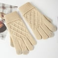 thumbnail image 2 of WREESH Women's Solid Color Warm Winter Touchscreen Knit Gloves Cozy and Durables Insulated Gloves Beige, 2 of 5