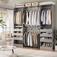 thumbnail image 3 of iSunirm 5FT Closet System with 3 Wooden Drawers, Reversible Closet Organizer with Hanging Rod & Shelf Tower, Sturdy Wardrobe Closet Garment Rack for Bedroom/Closet, 60"W x 80"H x 15"D, Gray, 3 of 11