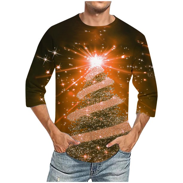 Camisas de Manga Larga para Hombres Imprimir Casual Cuello Redondo Blusa de Manga Corta, Camisas de Lino para Hombres
