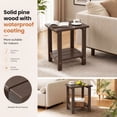 thumbnail image 7 of Ayaya Set of 2 Solid Wood 2-Tier Side Table, Vintage Indoor End Table for Living Room Bedroom Home Office, Dark Brown, 7 of 7