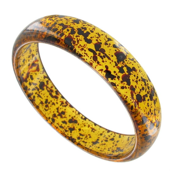Lucite Faux Tortoise Amber Speckled Bangle Bracelet