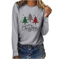 thumbnail image 1 of Tops Navideños Para Mujer, Blusas de Manga Larga, Feliz Navidad, Estampado A Cuadros, Árbol de Navidad, Camiseta Informal de Cuello Redondo Odeerbi ODB194099, 1 of 6