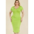 thumbnail image 5 of Split Neck Bodycon Midi Dress for Plus Sizes, 5 of 9