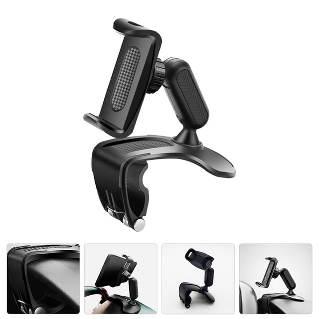 unbranded Soporte De Teléfono Para Auto Color Negro Ajustable Para Tablero Y Espejo