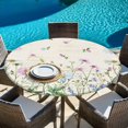 thumbnail image 6 of Vintage Flower Round Tablecloth, Fitted Table Cover with Elastic for 36"-44" Round Tables, Botanical Wildflower Plant Country Daisy Table Cloth Outdoor Indoor Dinning Party Waterproof Tablecloths, 6 of 7
