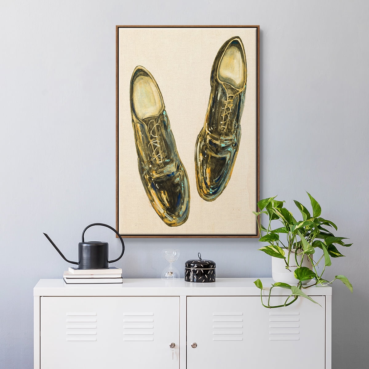 The Shoe Fits I V1 Framed Premium Gallery Wrapped Canvas - Ready to Hang - 25 x 37 - Walnut Floating Frame