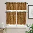 thumbnail image 4 of Rustic Barn Door Valance Curtain Vintage Farmhouse Garage Gate Wooden Door Rod Pocket Valance Window Treatments Short Curtains for Kitchen Living Room Decor 54x18 Inch + 27x36 Inch X 2, 4 of 5