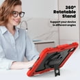 thumbnail image 4 of XYX For iPad Pro 11 inch Case 2024 (M4), 360 Rotating Shockproof Cover with Stand, Screen Protector, Shoulder Strap, Red, 4 of 7
