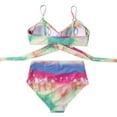 thumbnail image 4 of Women High Waisted Bikini Halter V Neck Two Piece Push Up Retro Swimsuits  Womens Criss Cross High Waisted String Floral Printed 2 Piece Bathing Suits, 4 of 9