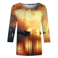 thumbnail image 5 of Awdenio New Years Eve Outfits Women 3/4 Sleeve Round Neck New Year Printed Graphic Oversize Tops, 5 of 5