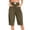 Army Green, variant on Womens Solid Lightweight Cropped Harem Capri Pants Elastic High Waist Decor Button Side Patch Pockets Loose Fit Pleated Front Casual Everyday Mid Length Trousers