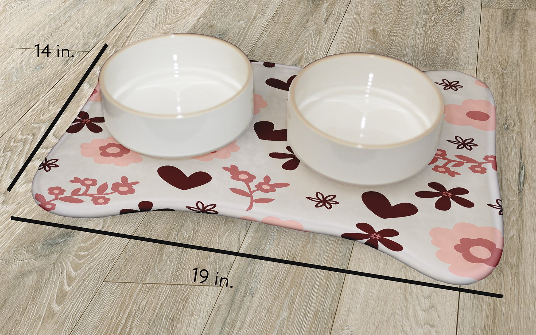 Simply Daisy Flowery Love Bone Shape Pet Feeding Mat for Dogs