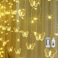 thumbnail image 1 of Butterfly Curtain Lights, 8 Modes 128LED Twinkle String Light with Remote 9.8FT USB Powered Window Fairy Light, Decorative Lights for Bedroom, Party, Wedding, Holiday, Christmas (Warm White), 1 of 5
