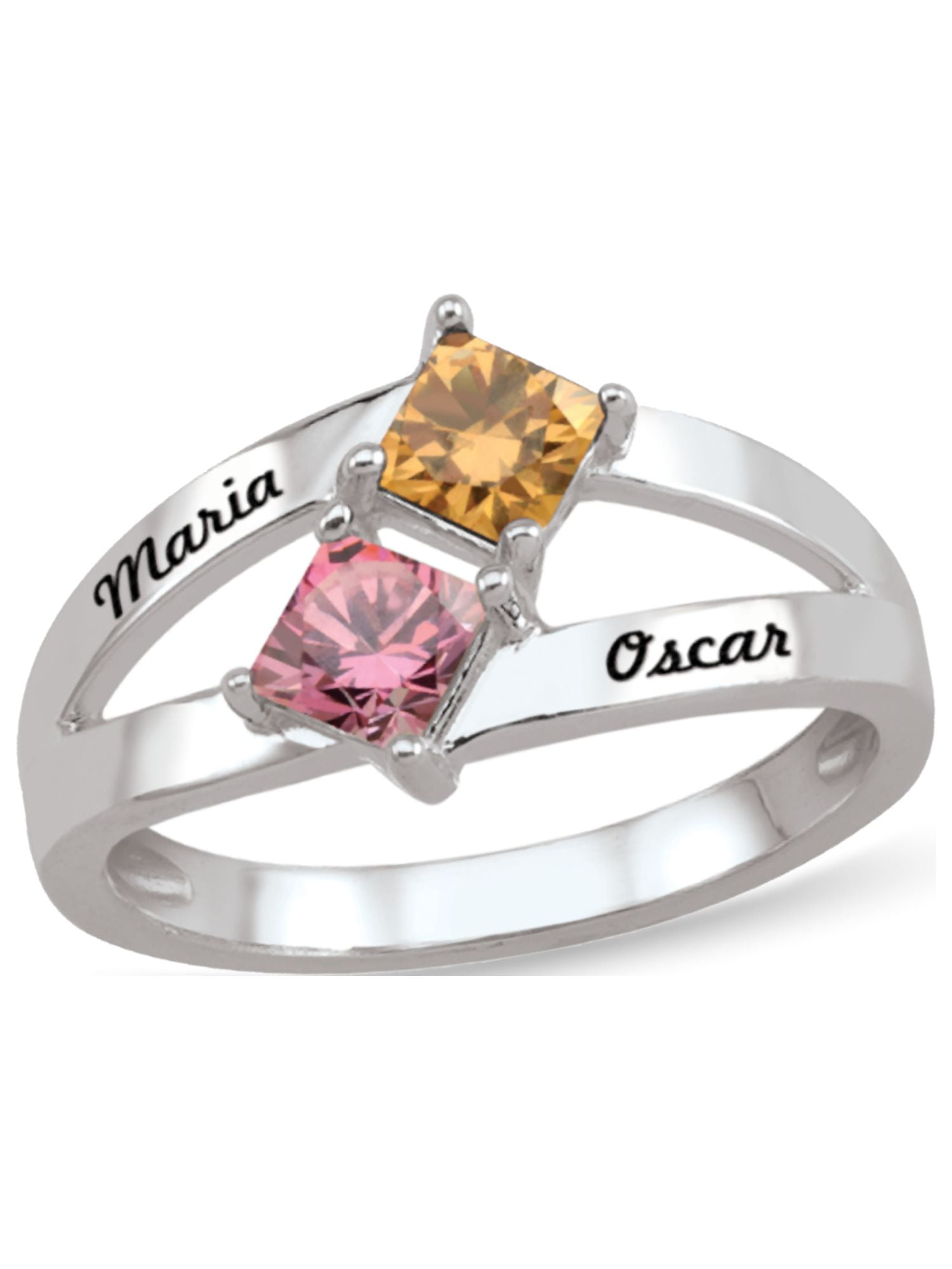 Personalized Engravable Couple's Birthstone Ring in 10K Gold by Jewlster