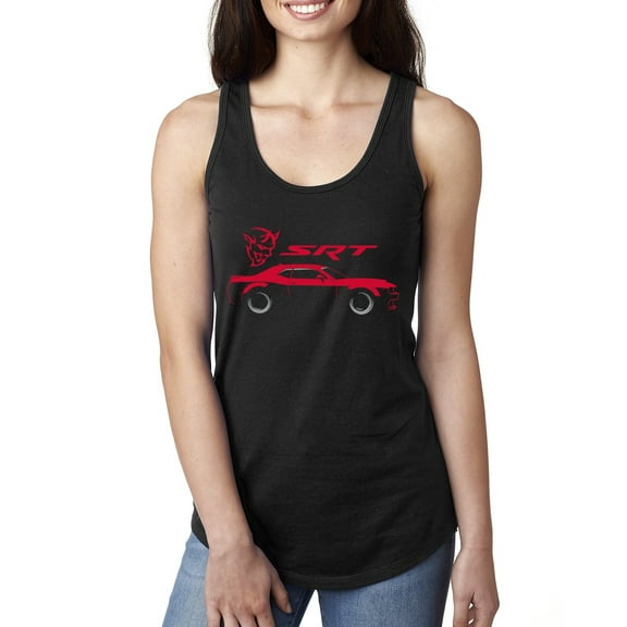 Wild Bobby, SRT Silhouette Street Racing Viper, Cars and Trucks, Women Racerback Tank Top, Black, Small