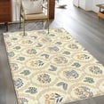thumbnail image 2 of Farmhouse Floral Area Rugs 4x6 ft Leaves Flowers Vintage Light Yellow Boho Washable Rug Non Slip Indoor Carpet Absorbent Floor Mat for Living Room Bedroom Dining Room, 2 of 9