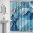 thumbnail image 5 of Marble Texture Shower Curtain for Bathroom Decor, Blue Sage Green Shinny Modern Abstract Waterproof Fabric Shower Curtain, 72"x78" Set with 12 Hooks, 5 of 9