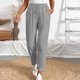 thumbnail image 2 of Pantalones elásticos de la cintura para las mujeres verde oliva cordón sólido bolsillo Jogger longitud completa, 2 of 5