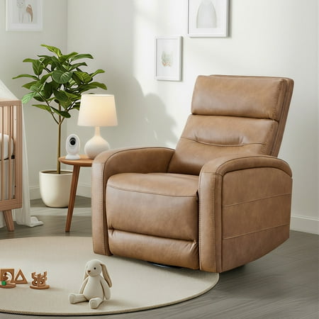 ME7A130-CU6722 Spruce & SpringPower Swivel Glider Recliner with USB Charging for Home Theater  Camel