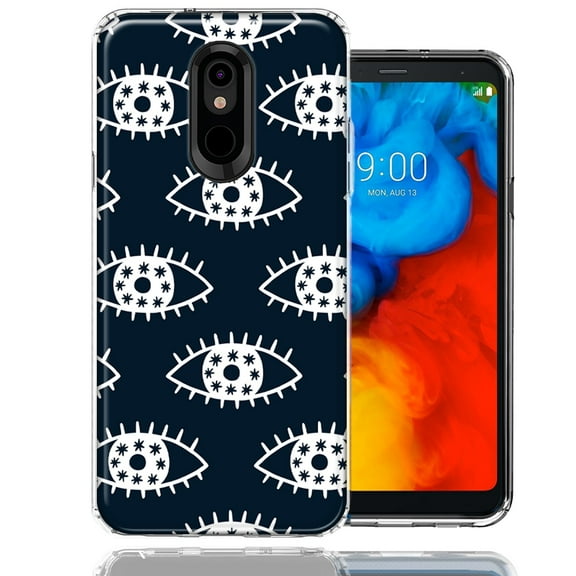 MUNDAZE For LG Stylo 5 Starry Evil Eyes Design Double Layer Phone Case Cover